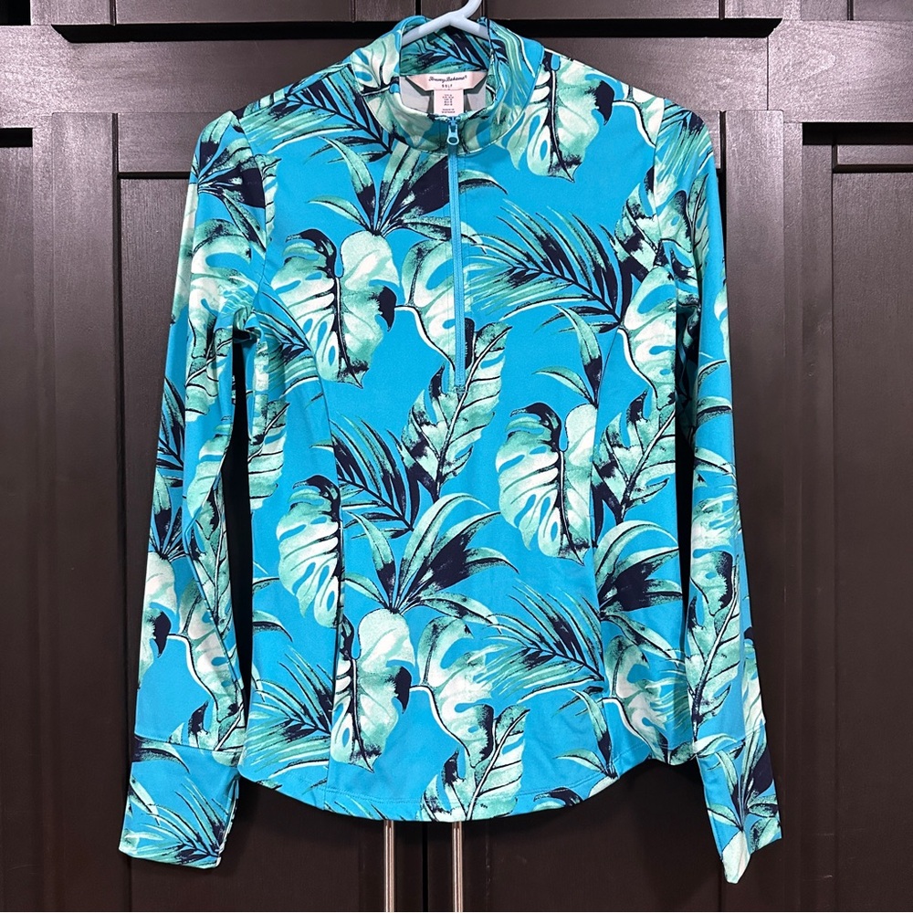 Tommy Bahama Golf Women's Size Small Hawaiian Long Sleeve Shirt 1/4 Zip